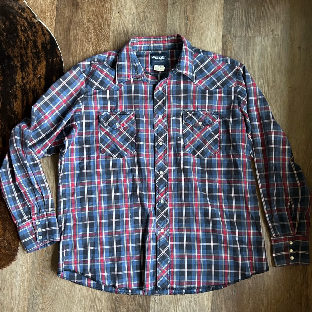 Vintage Wrangler pearl snap button down, XL
